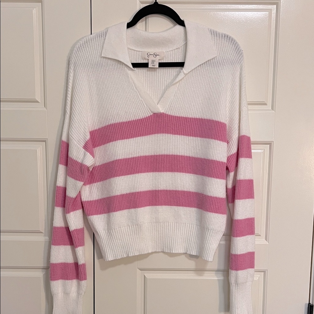 Pink & White Striped Sweater